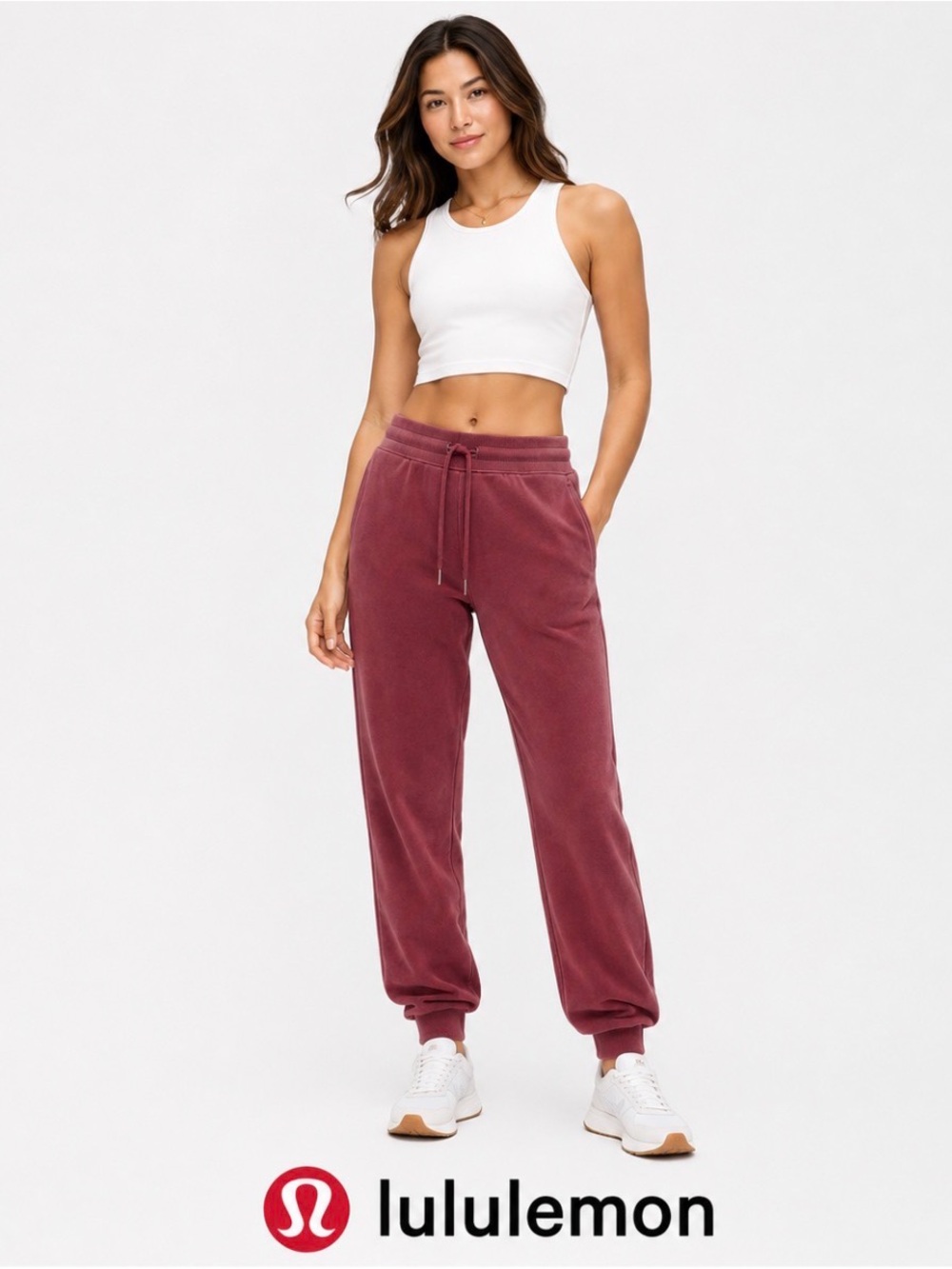 Lululemon Scuba Joggers Size 0 Pink Burgundy High Rise Relaxed Cozy Athleisure